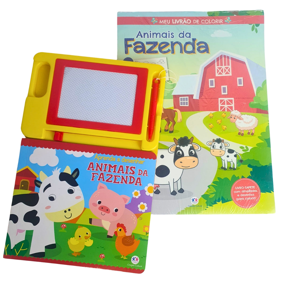 Kit 2 Livros Infantil Animais da Fazenda: Livro Tapete - Meu Livrão de Colorir + Lousa Magnética - Ciranda Cultural Kit 2 Livros Infantil Animais da Fazenda: Livro Tapete - Meu Livrão de Colorir + Lousa Magnética - Ciranda Cultural